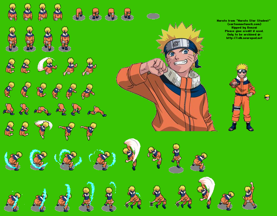 90 спрайтов на тему "Naruto" .