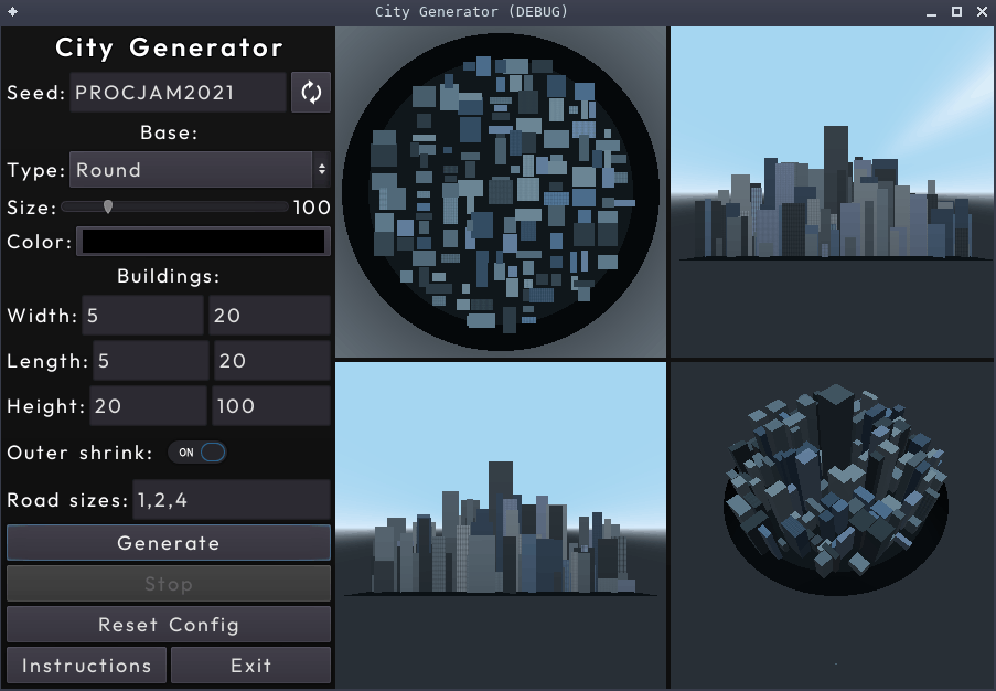 City Generator. Unity engine. Tool city